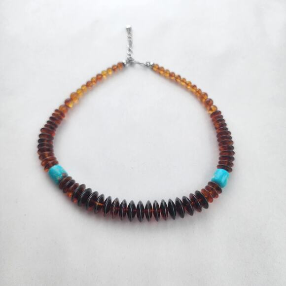 Jay King Mine Finds Amber Sterling Silver 925 Turquoise Necklace New 18" - Picture 3 of 8